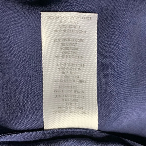 JOIE Galaxite Women's Navy Blue Sleeveless Pleated Silk Halter Tank Top - Sz. XS - Picture 5 of 6